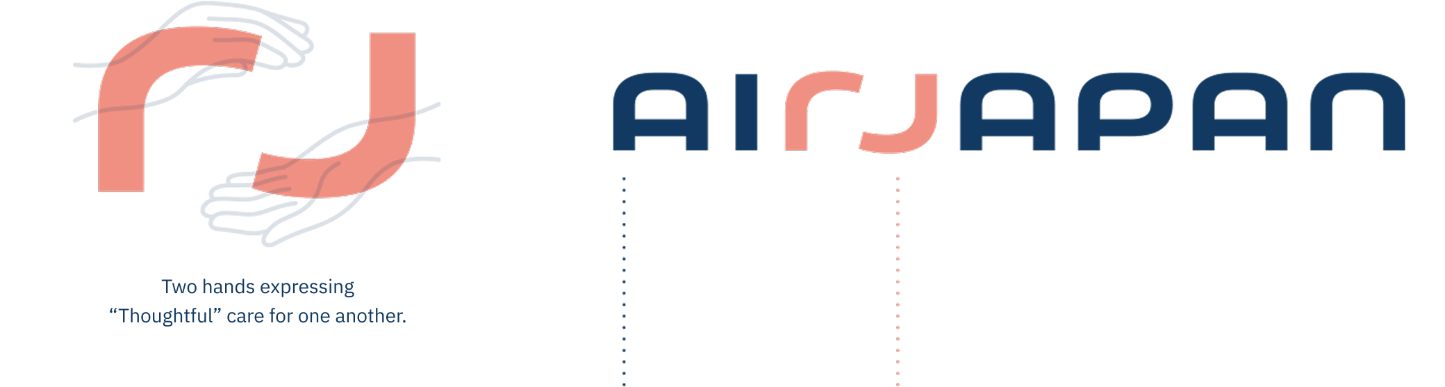 Air Japan | Two hands expressing “Thoughtful” care for one another.